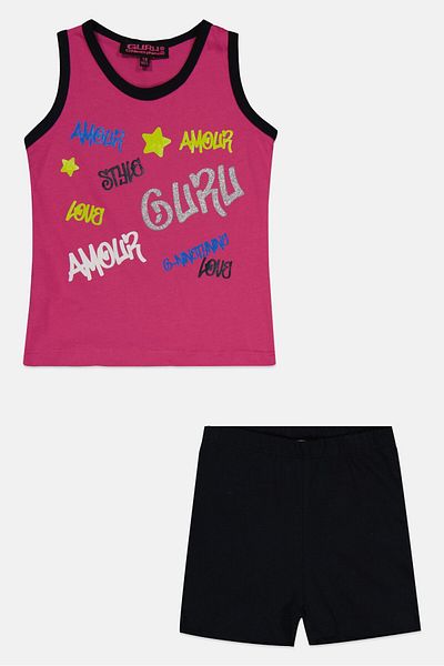 Guru 99 Toddlers Girl 2 Pieces Graphic Print Top And Bottom Set, Multicolor