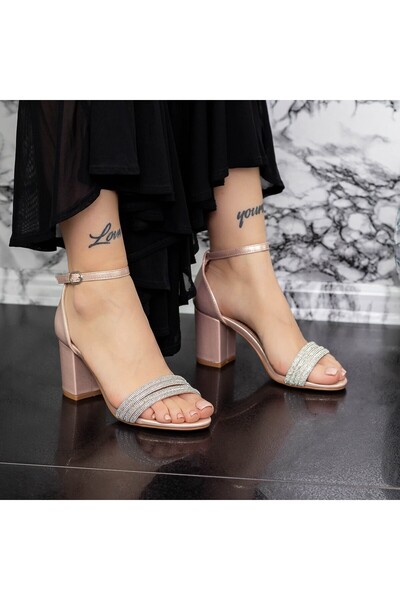 mei Sandale Dama cu Toc gros 2XKK30 Champagne Mei