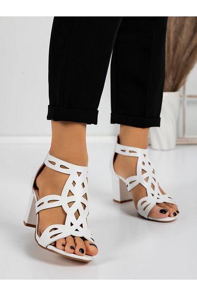 mei Women's Sandals with Thick Heels 5XKK2 White | Mei