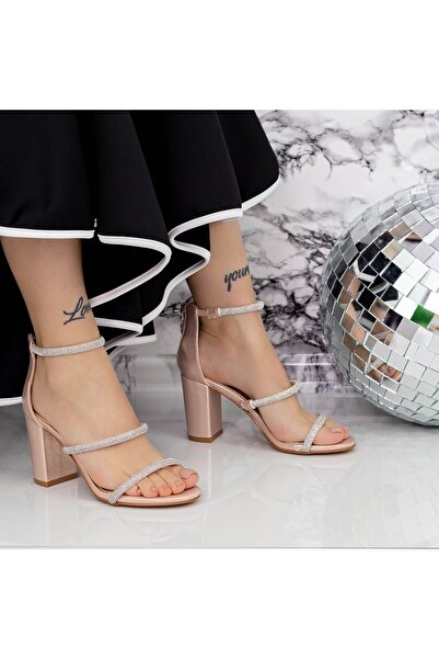 mei Sandale Dama cu Toc gros 2XKK86 Champagne Mei