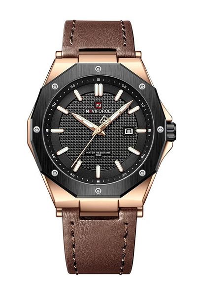 Naviforce Men's Analog Watch – Classic Waterproof Design with Leather Strap & Date Display