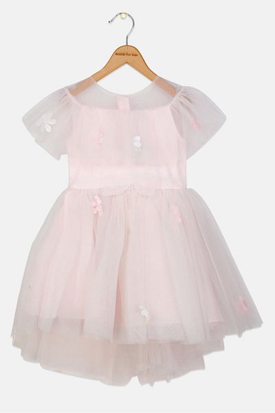Luna Moon Toddlers Girl Textured Party Dress, Pink