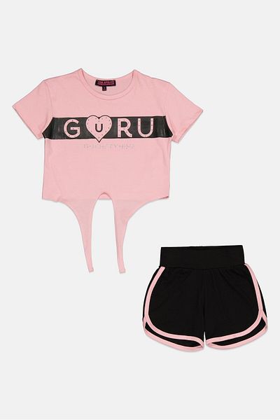 Guru 99 Toddlers Girl 2 Pieces Graphic Print Top And Bottom Set, Multicolor