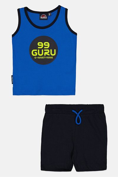 Guru 99 Toddlers Boy 2 Pieces Brand Logo Top And Short Set, Multicolor