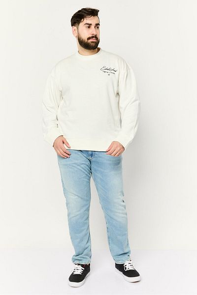 Established Redefining Essentials Men Crew Neck Long Sleeves Brand Logo Sweatshirt, White