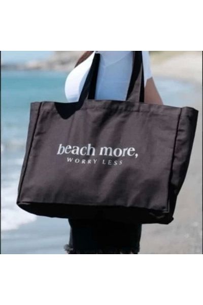 shopwave Canvas Beach Bag & Tote Shoulder Bag Black