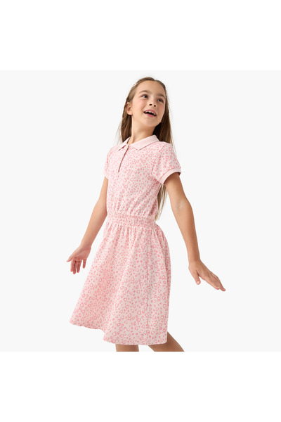 Juniors فستان بولو بطبعة قلب وأكمام قصيرة