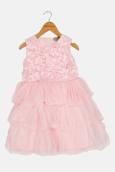 Luna Moon Toddlers Girl Textured Party Dress, Pink