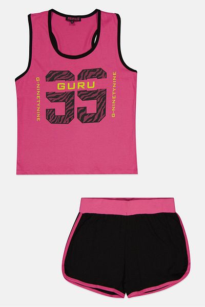 Guru 99 Kids Girl 2 Pieces Graphic Print Top And Short Set, Multicolor