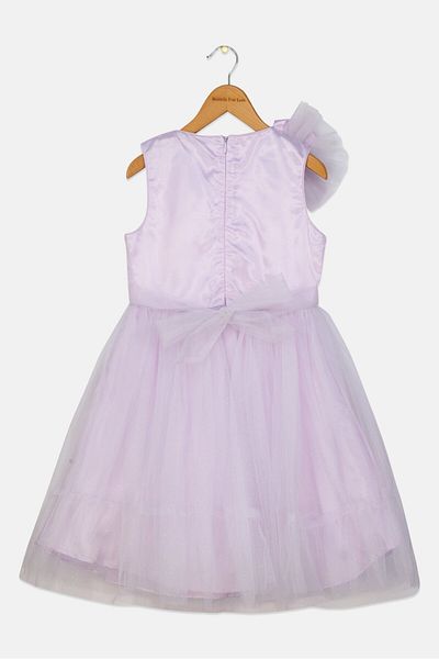 Luna Moon Kids Girl Metallic Party Dress, Lavender