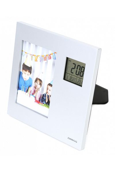 Omega Omega 542363 weather station, with digital clock, alarm and photo frame, gray
