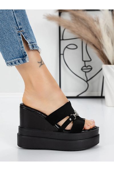 mei Women's Platform Slippers 5WL60 Black | Mei