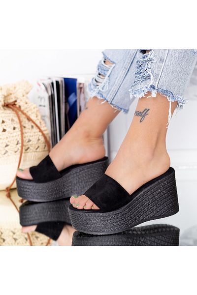 mei Women's Platform Slippers WS116 Black (D48|D49) Mei