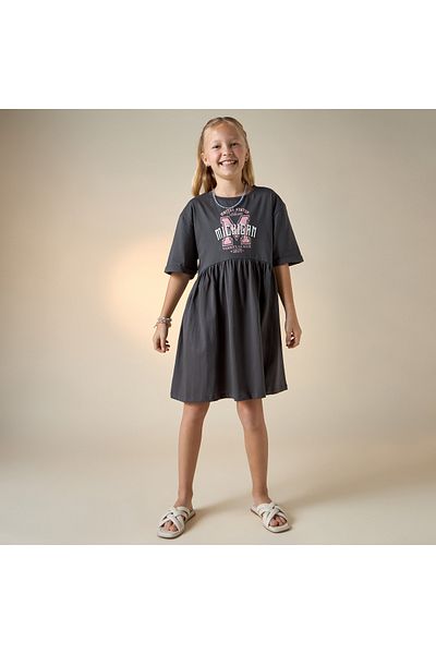 Juniors Varsity Print Dress with Short Sleeves