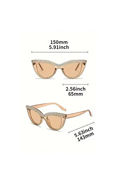 REDz Accessories Cat-Eye Sunglasses, Glamorous Design, Crystals, UV400 Protection, Transparent Brown