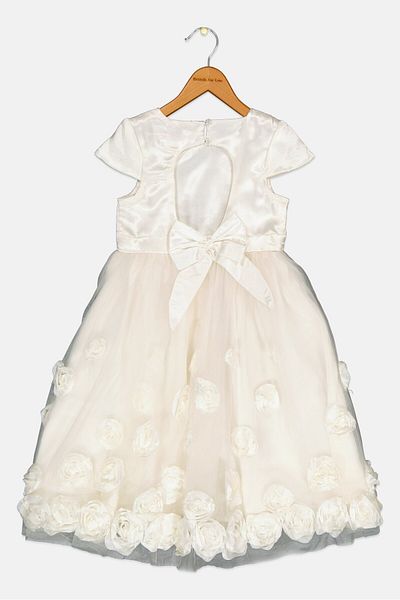Luna Moon Kids Girl Applique Pattern Dress, White