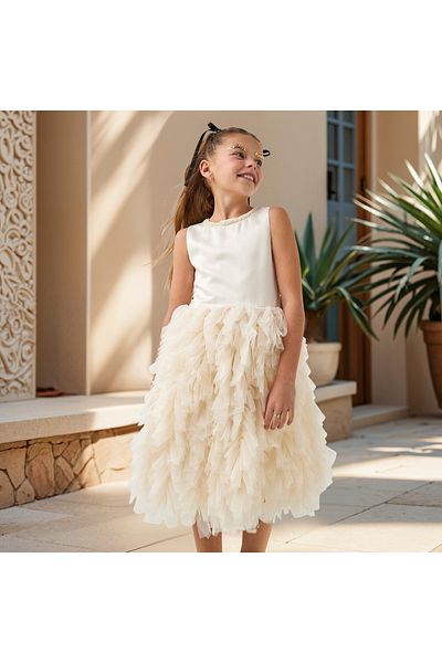 Juniors Textured Sleeveless A-line Dress with Round Neck and Zip Closure