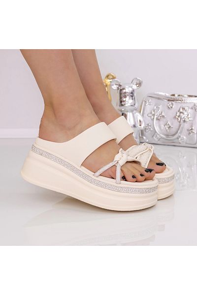 mei Women's Platform Slippers 018-16 Beige | Mei