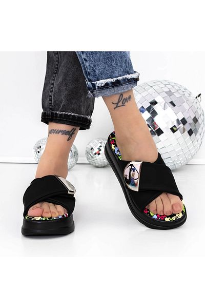mei Women's Platform Slippers 3HXS80 Black | Mei