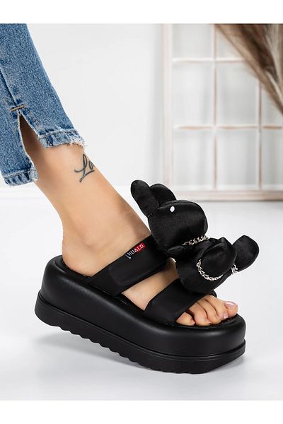 mei Women's Platform Slippers 3WL229 Black | Mei