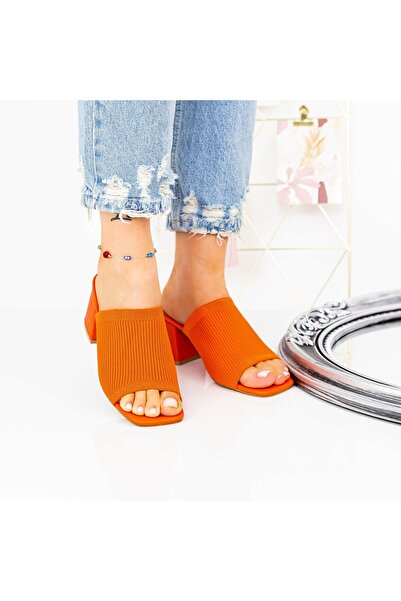 mei Papuci Dama cu Toc gros M325-1 Portocaliu Mei