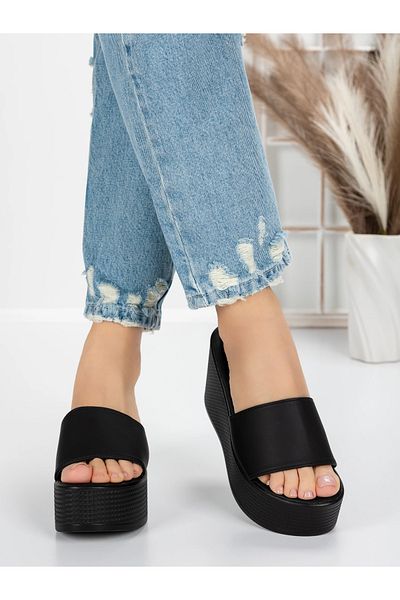 mei Women's Platform Slippers 5WL6 Black | Mei