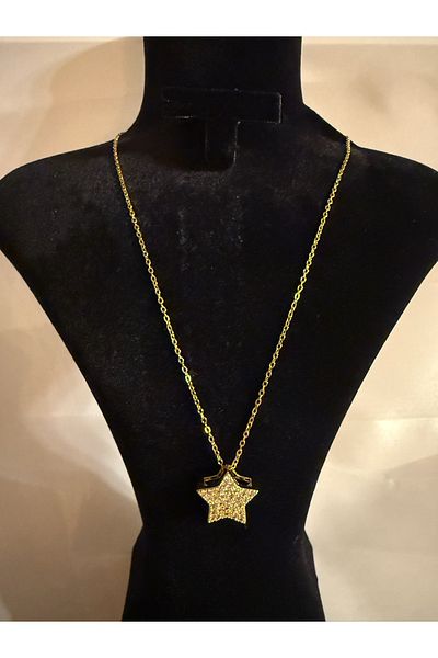 Mila Lumiere Gold Color Zircon Stone Star Model Steel Necklace