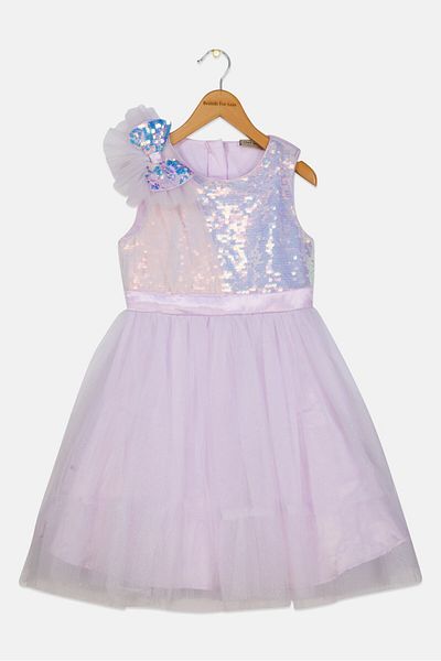 Luna Moon Kids Girl Metallic Party Dress, Lavender