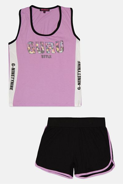 Guru 99 Kids Girl 2 Pieces Graphic Print Top And Bottom Set, Multicolor