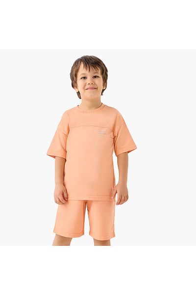 Juniors Slogan Print Crew Neck T-shirt and Shorts Set