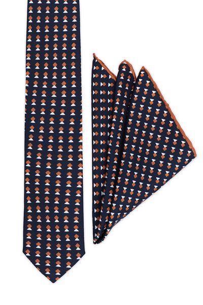 Bursa İpek Cinnamon Patterned Silk Tie Set