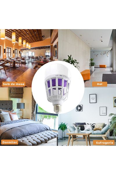 Echo Soul Set 4 becuri LED 2 in 1 cu lampa UV anti insecte Echo Soul,20w