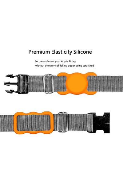 REDz Accessories Airtag Holder, Attach to Collar or Backpack, Silicone, Orange