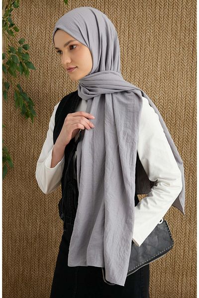Fatma Atasoy Cotton Gray Aerobin Shawl