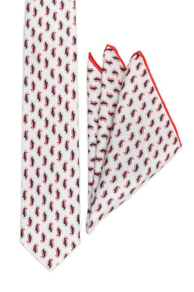 Bursa İpek Beige Patterned Silk Tie Set