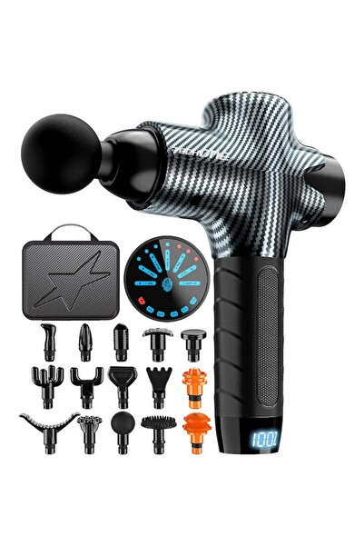 Horigen Aparat Masaj Pistol TechOne® Master Pro Y8, 15 Capete, 7 Viteze, LCD ...