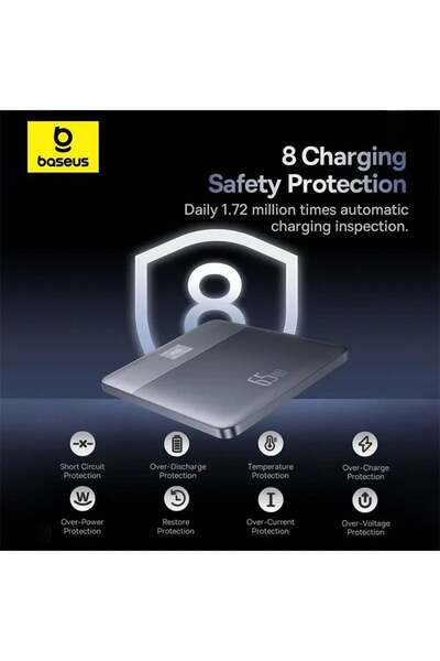 Baseus Baterie externă 2x Type-C, 65W, 12.000mAh, afișaj digital, cablu Type-C inclus, albastru