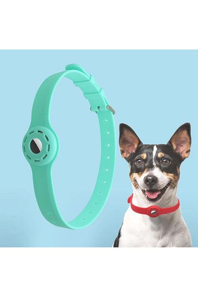 REDz Accessories Sports Collar with Airtag Holder, Anti-Lost, Adjustable, Silicone, Light Blue
