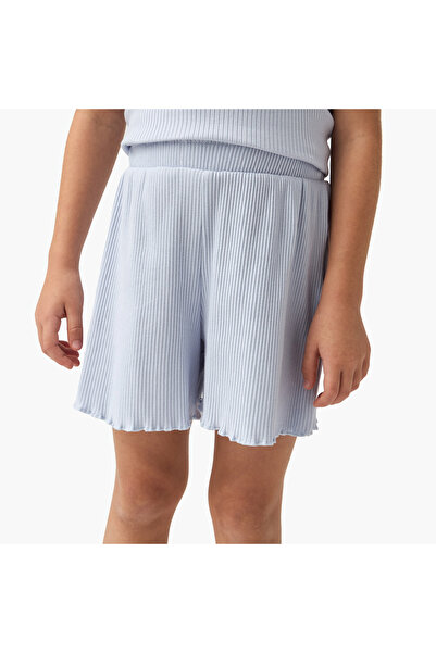 Juniors Ribbed Round Neck Top and Shorts Set