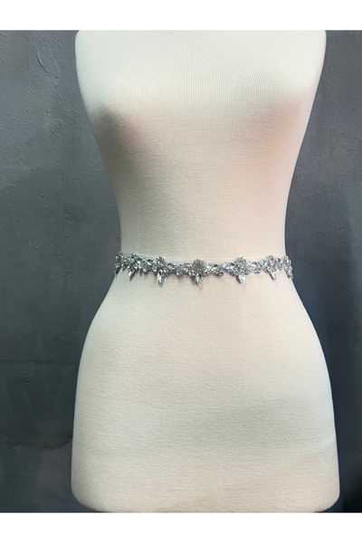 WeddingShopStone Stoned Belt Silver Crystal- Bridal Henna Evening Dress Engagement Brooch