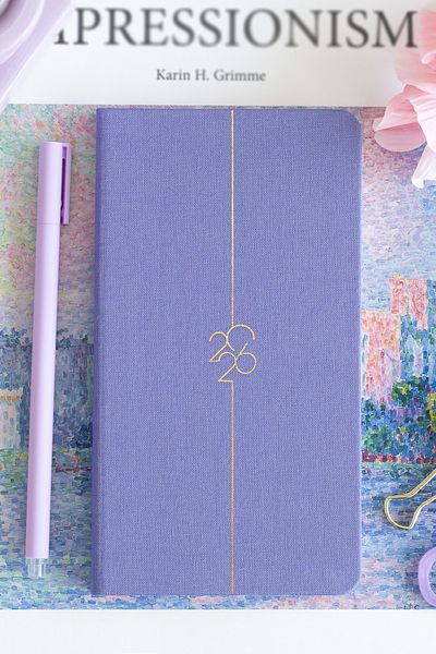 Matt Notebook Εβδομαδιαία λινό ημερολόγιο τσέπης 2026 Έτος 12 μηνών λιλά