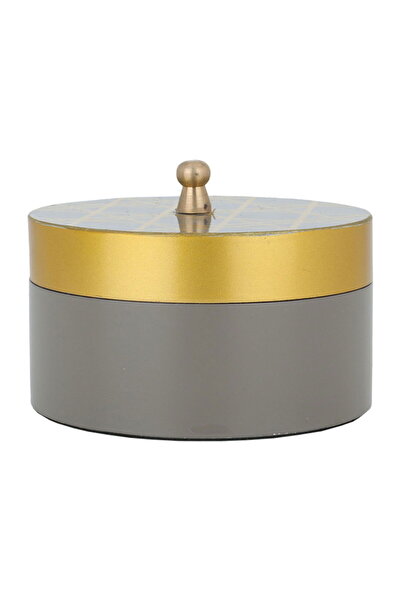 Alsaif Gallery Tamriya Bowl, Circular, Golden Cover - Grey