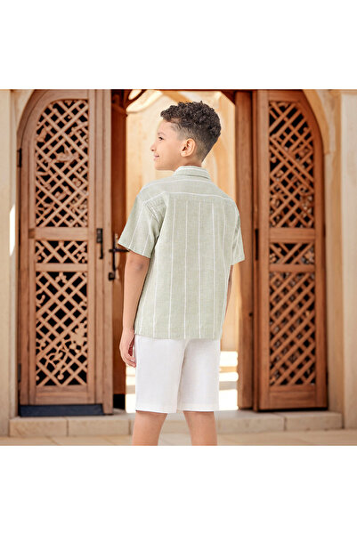 Juniors Striped Shirt and Solid Shorts Set