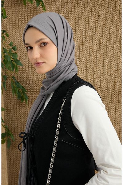 Fatma Atasoy Cotton Dark Gray Aerobin Shawl