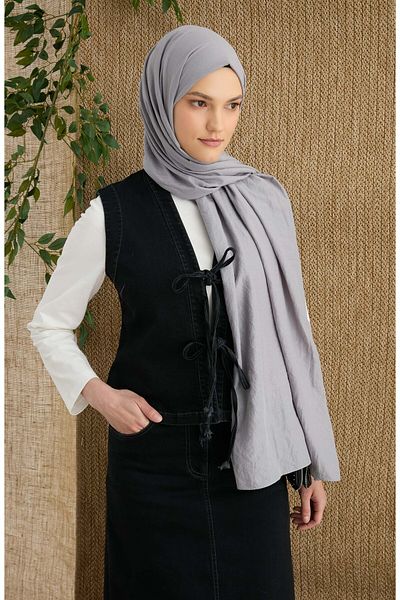 Fatma Atasoy Cotton Gray Aerobin Shawl