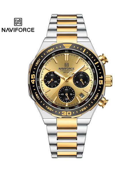 Naviforce Luxury Stainless Steel Chronograph Watch for Men with Multifunctional Dial and Water Resistant Desig