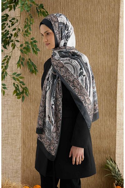Fatma Atasoy Zenia Smoked Voile Silk Shawl