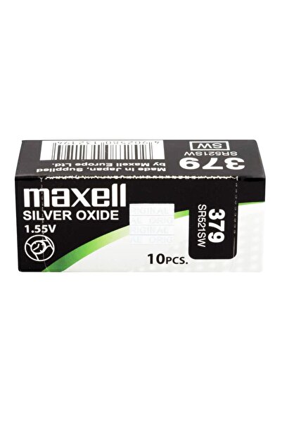 Maxell Set 10 baterii de ceas tip buton, SR521SW / 379 / AG0, 1.55V, 5.8mm di...