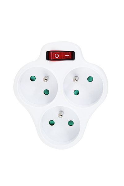 OEM Triple Triangular Socket Adapter With One Switch, 3680w, 16a, With Grounding