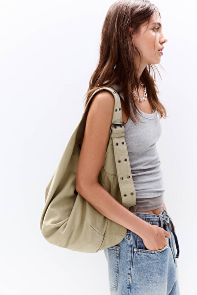 Pull & Bear Tokalı kanvas shopper çanta